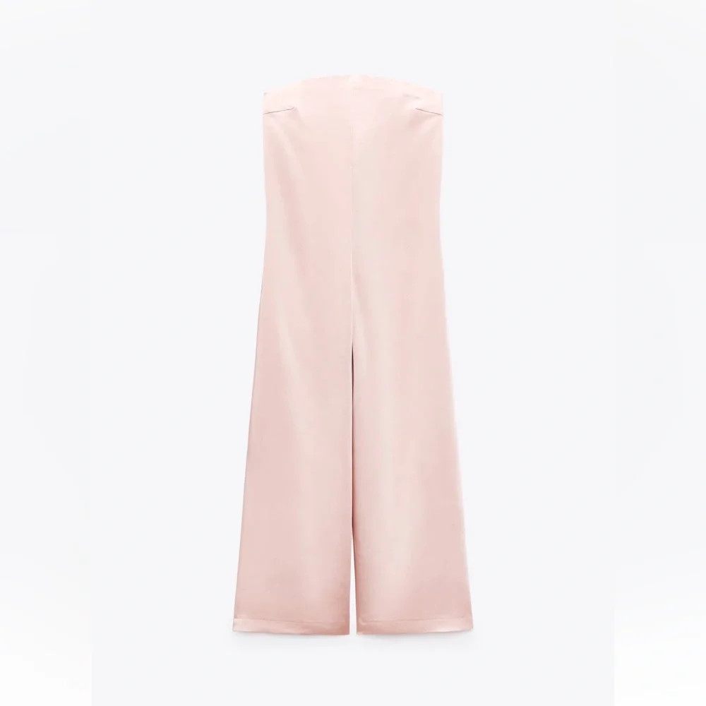 Zara STRAPLESS SATIN EFFECT JUMPSUIT. Pale Pink. Sizes XS, M, L. New with Tags. - Picture 7 of 10